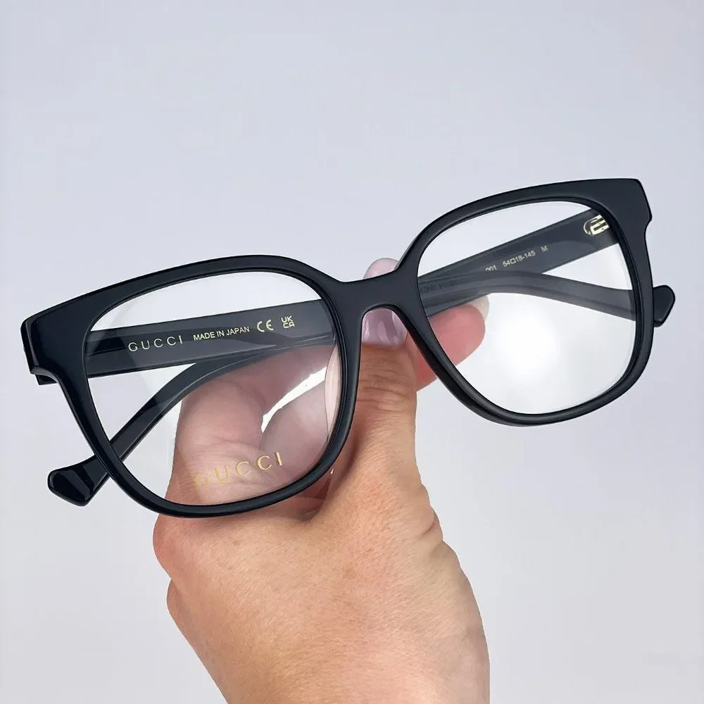 Gucci GG1305OA 001 Eyeglasses Black Havana Rectangle Women